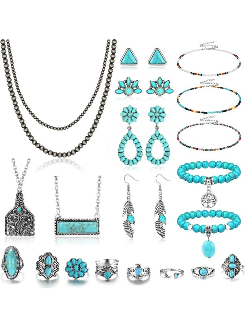 Bohemian Turquoise Jewelry Set for Women | Western-Inspired Accessories